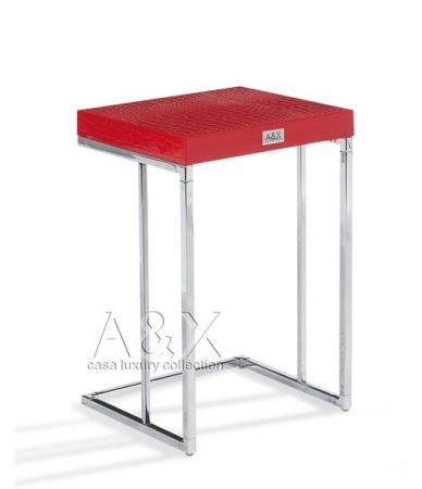 A&X Amelia - Modern Red Crocodile Lacquer End Table Set