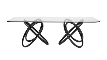 Modrest Mason Modern Glass & Black Ash Dining Table