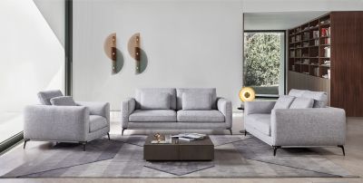 Divani Casa Beaman - Modern Grey Fabric Sofa Set