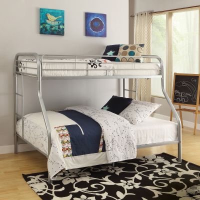 ACME Tritan Twin/Full Bunk Bed Silver Finish