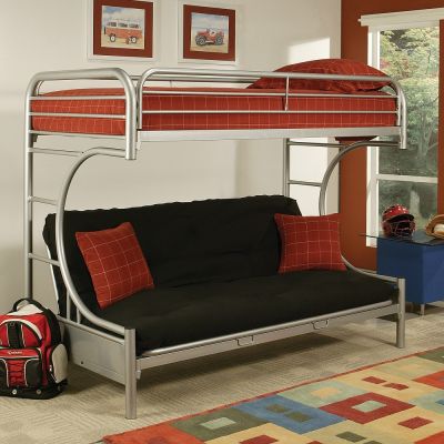 ACME Eclipse Twin/Full Futon Bunk Bed Silver Finish