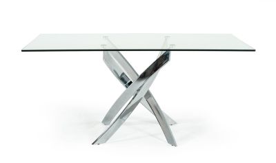 Modrest Pyrite Modern Rectangular Glass Dining Table