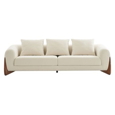 Modrest Fleury - Contemporary Cream Fabric and Walnut Sofa