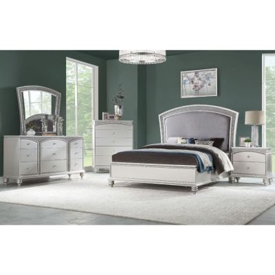 ACME Maverick Queen Bed Fabric & Platinum Finish