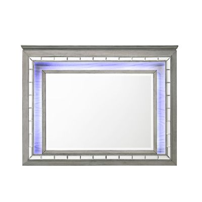 ACME Antares Mirror W/Led Light Gray Oak Finish