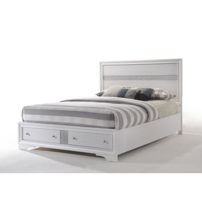 ACME Naima EK Bed W/Storage White Finish