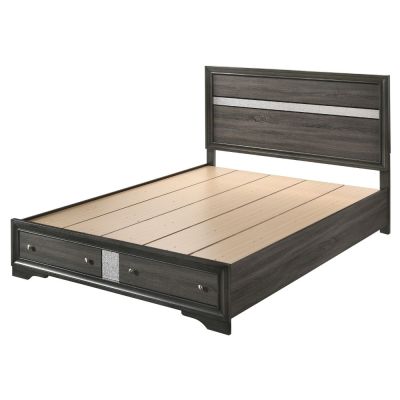 ACME Naima EK Bed W/Storage Gray Finish