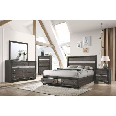 ACME Naima Queen Bed W/Storage Gray Finish