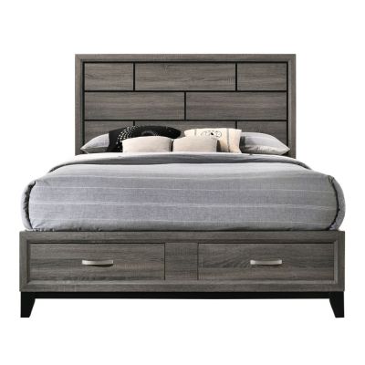 Valdemar Bed Frames 27057EK Gray By Acme Furniture