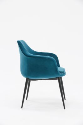 Modrest Wilson Modern Teal Velvet & Black Dining Chair