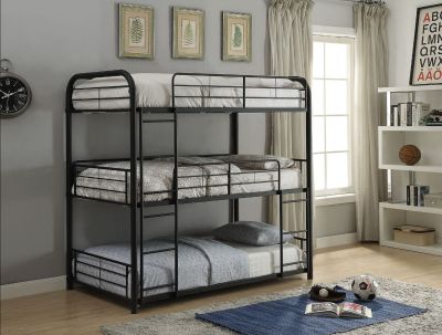 ACME Cairo Triple Twin Bunk Bed Sandy Black Finish