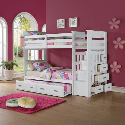 ACME Allentown Twin/Twin Bunk Bed W/Trundle & Storage White Finish