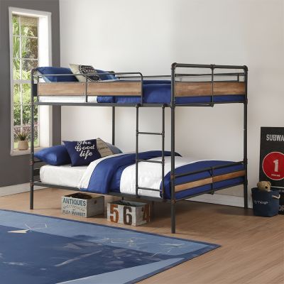 ACME Brantley II Double Queen Bunk Bed Sandy Black & Dark Bronze Hand-Brushed Finish