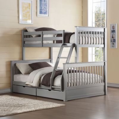 ACME Haley II Twin/Full Bunk Bed W/Storage Gray Finish