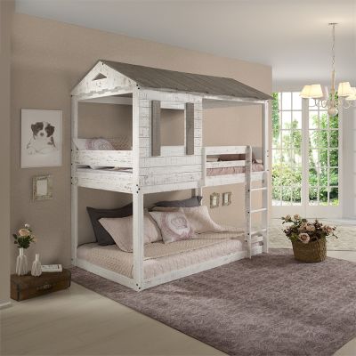 ACME Darlene Twin/Twin Bunk Bed Rustic White Finish