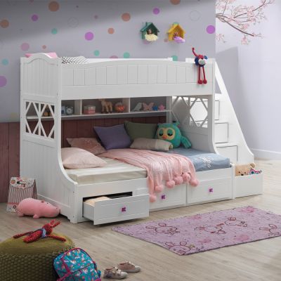 ACME Meyer Twin/Full Bunk Bed W/Storage White Finish