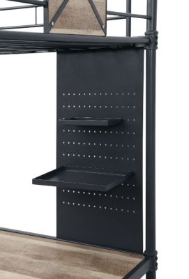 ACME Cordelia Twin Loft Bed W/Desk Antique Oak Sandy Black & Dark Bronze Hand-Brushed Finish