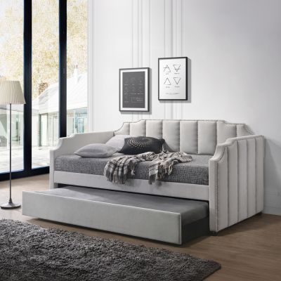 ACME Peridot Daybed W/Trundle (Twin) Dove Gray Velvet