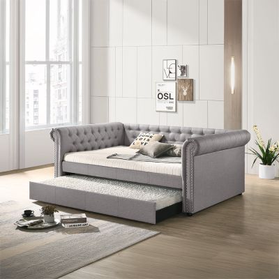 ACME Justice Daybed W/Trundle (Full) Smoke Gray Fabric