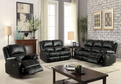 Zuriel Reclining Sofa 52285 Black By Acme Furniture