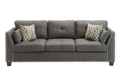 ACME Laurissa Sofa W/4 Pillows Light Charcoal Linen