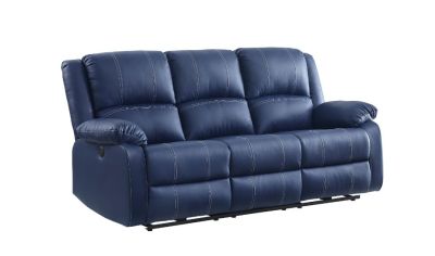 Zuriel Reclining Sofa 54615 Blue By Acme Furniture