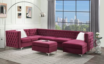 Jaszira Modular Sectional 57330 Burgundy By Acme Furniture