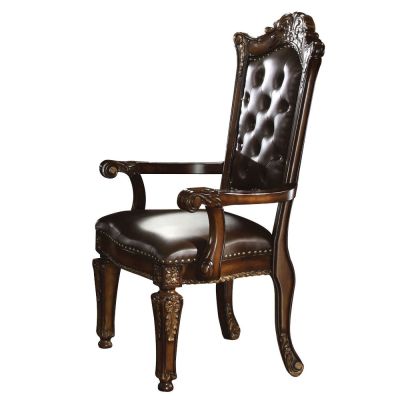 ACME Vendome Arm Chair (Set-2) Espresso Synthetic Leather & Cherry Finish