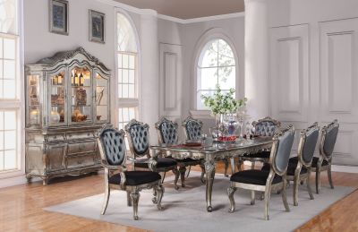 ACME Chantelle Dining Table Antique Platinum Finish