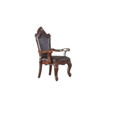 ACME Picardy Arm Chair (Set-2) Synthetic Leather & Honey Oak Finish