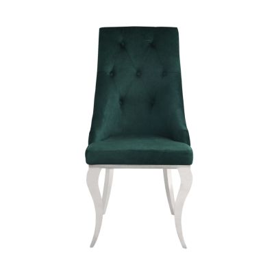 ACME Dekel Side Chair (Set-2) Green Fabric & Stainless Steel