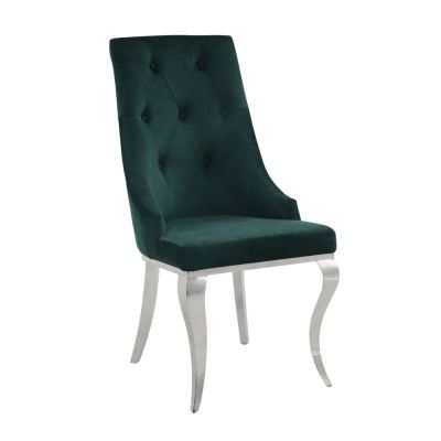 ACME Dekel Side Chair (Set-2) Green Fabric & Stainless Steel