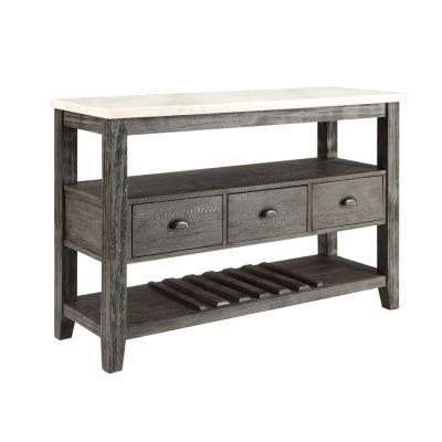 ACME Merel Server White Marble Top & Gray Oak Finish