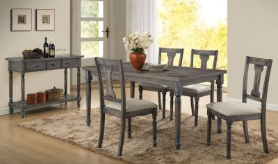 ACME Wallace Dining Table Weathered Gray Finish