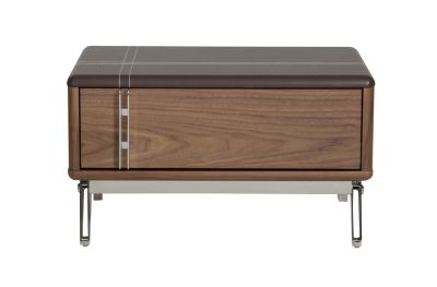 Nova Domus Ria Contemporary Brown Eco-Leather & Walnut Nightstand