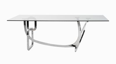 Modrest Adelaide Modern Stainless Steel & Glass Dining Table