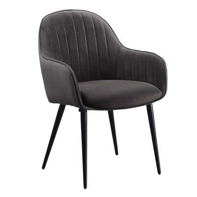 ACME Caspian Side Chair (Set-2) Dark Gray Fabric & Black Finish