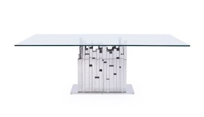 Modrest Edwin Modern Glass & Stainless Steel Dining Table