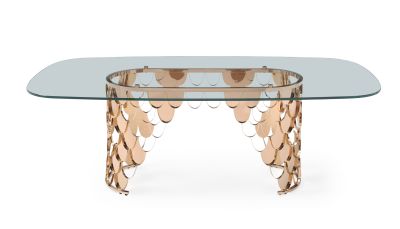 Modrest Javier Modern Glass & Rosegold Dining Table