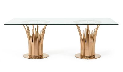 Modrest Paxton Modern Glass & Rosegold Dining Table