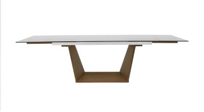 Modrest Babia Modern Smoked Glass & Walnut Extendable Dining Table