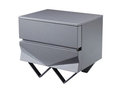 Modrest Duke Modern Grey & Black Gun Chrome Nightstand