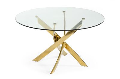 Modrest Pyrite - Modern Round Glass Dining Table