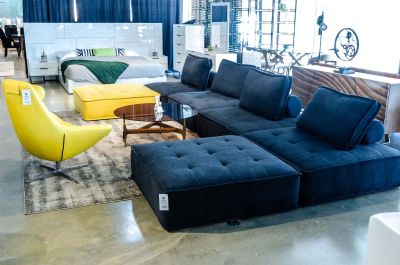 Divani Casa Nolden - Modern Black Fabric Modular Sectional Sofa