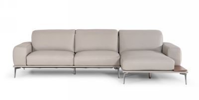 Lamod Italia Villeneuve - Italian Modern Light Grey Leather Right Facing Sectional Sofa