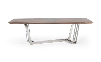 Modrest Gilroy - Modern Walnut & Stainless Steel Dining Table