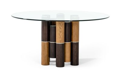 Modrest Greta - Modern Glass & Walnut Dining Table