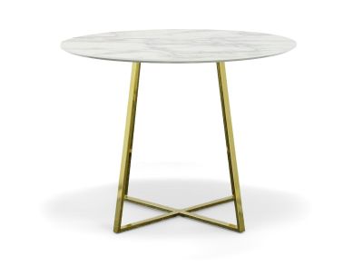 Modrest Swain Modern Faux Marble & Gold Round Dining Table