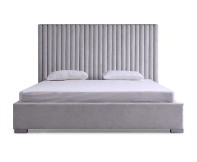 Modrest Splendor - Silver + Grey Velvet Upholstered King Platform Bed