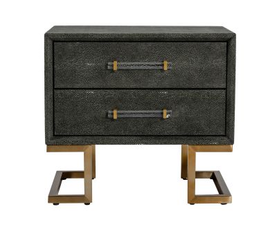 Modrest Howard - Modern Shagreen Grey Leatherette & Gold Nightstand